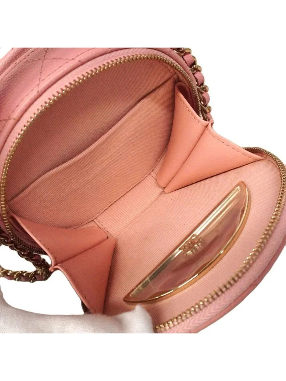 Chanel Handbag Quilted Caviar Leather Pink Champagne Gold 2-Way Bag